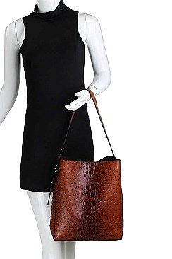 2IN1 CROCO PATTERN STYLISH TOTE BAG