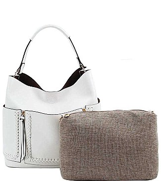 2in1 STYLISH TEXTURED PU LEATHER MULTI POCKET SATCHEL JYLHU-190