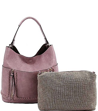 2in1 STYLISH TEXTURED PU LEATHER MULTI POCKET SATCHEL JYLHU-190