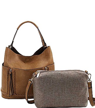 2in1 STYLISH TEXTURED PU LEATHER MULTI POCKET SATCHEL JYLHU-190