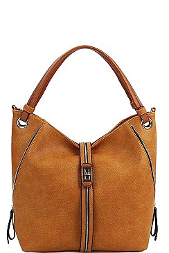 FASHIONABLE TEXTURED LEATHER TRIMMED OVER SIZE SATCHEL JYLHU-191