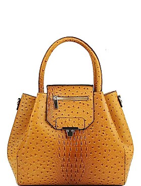 STYLISH TEXTURED PU LEATHER CROCO PATTERN TRENDY SATCHEL JYLHU-201