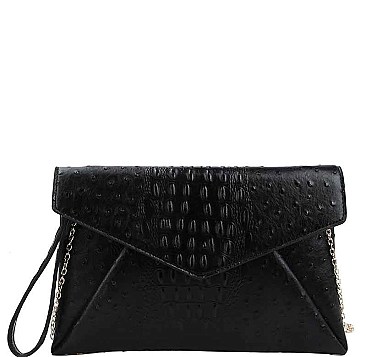 STYLISH CROC TEXTURE ENVELOPE CLUTCH WITH CHAIN JY-LHU-206