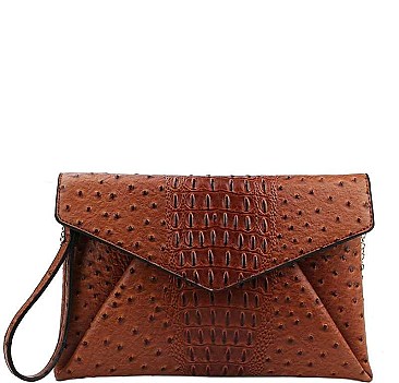 STYLISH CROC TEXTURE ENVELOPE CLUTCH WITH CHAIN JY-LHU-206