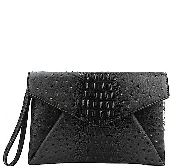 STYLISH CROC TEXTURE ENVELOPE CLUTCH WITH CHAIN JY-LHU-206