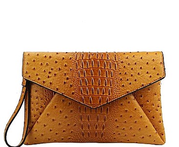 STYLISH CROC TEXTURE ENVELOPE CLUTCH WITH CHAIN JY-LHU-206