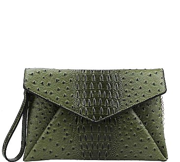 STYLISH CROC TEXTURE ENVELOPE CLUTCH WITH CHAIN JY-LHU-206