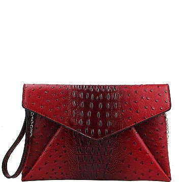 STYLISH CROC TEXTURE ENVELOPE CLUTCH WITH CHAIN JY-LHU-206
