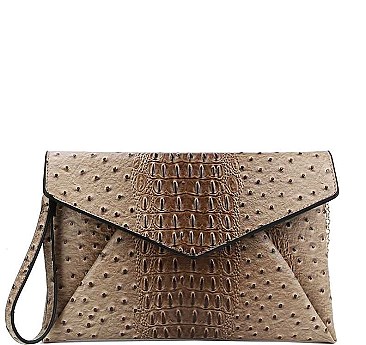STYLISH CROC TEXTURE ENVELOPE CLUTCH WITH CHAIN JY-LHU-206