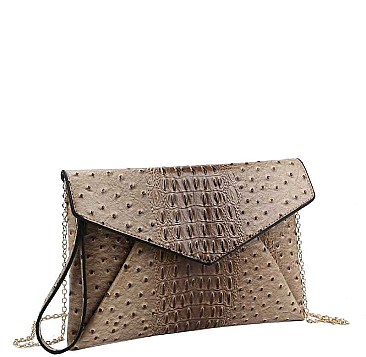 STYLISH CROC TEXTURE ENVELOPE CLUTCH WITH CHAIN JY-LHU-206