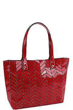 STYLISH 2 IN 1 HERRINGBONE PATTERN TOTE BAG WITH MATCHING WALLET JY-LHU-221-1W