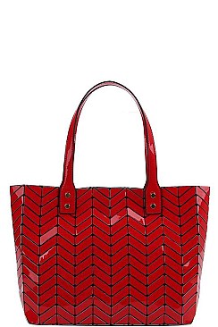 STYLISH 2 IN 1 HERRINGBONE PATTERN TOTE BAG WITH MATCHING WALLET JY-LHU-221-1W