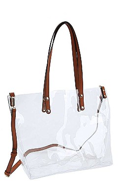 CHIC TRANSPARENT 2 IN 1 TOTE BAG WITH LONG STRAP JY-LHU-228