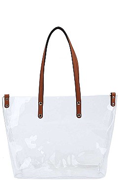 CHIC TRANSPARENT 2 IN 1 TOTE BAG WITH LONG STRAP JY-LHU-228