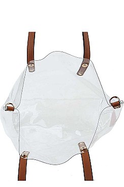 CHIC TRANSPARENT 2 IN 1 TOTE BAG WITH LONG STRAP JY-LHU-228