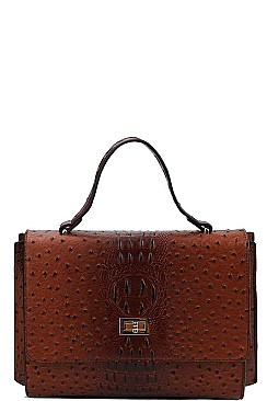 MODERN FASHION CROCO PATTERN SATCHEL WITH LONG STRAP