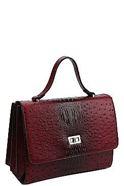 MODERN FASHION CROCO PATTERN SATCHEL WITH LONG STRAP