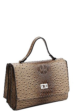 MODERN FASHION CROCO PATTERN SATCHEL WITH LONG STRAP