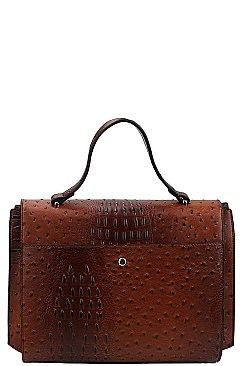 MODERN FASHION CROCO PATTERN SATCHEL WITH LONG STRAP