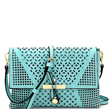 LHU065-LP Laser-Cut Knot Accent Flap Cross Body