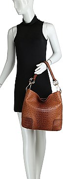 Ostrich Croc Classic Bucket Bag
