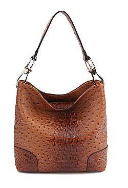 Ostrich Croc Classic Bucket Bag