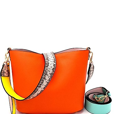 LHU078-LP Color Block Strap Shoulder Bag Hobo