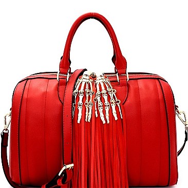 QUILTED BONES ACCENT SATCHEL