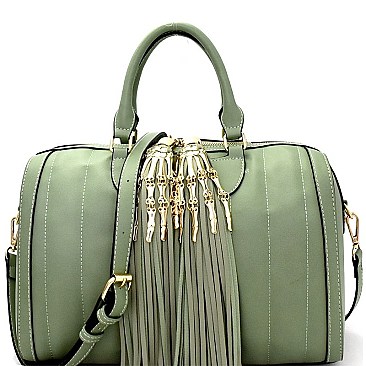 QUILTED BONES ACCENT SATCHEL