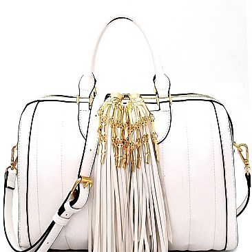 QUILTED BONES ACCENT SATCHEL