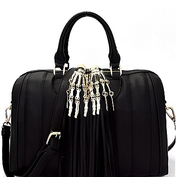 QUILTED BONES ACCENT SATCHEL