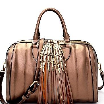 QUILTED BONES ACCENT SATCHEL