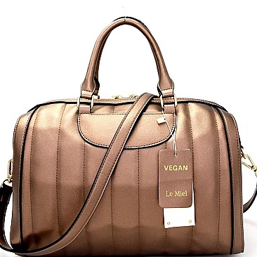 QUILTED BONES ACCENT SATCHEL