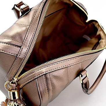 QUILTED BONES ACCENT SATCHEL