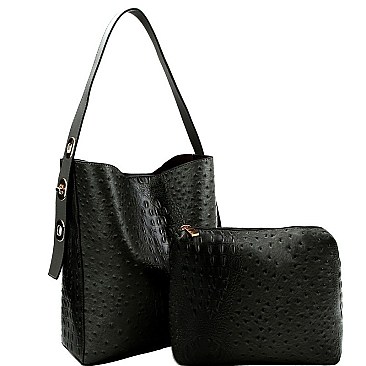 ADJUSTABLE STRAP OSTRICH HOBO