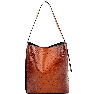 ADJUSTABLE STRAP OSTRICH HOBO