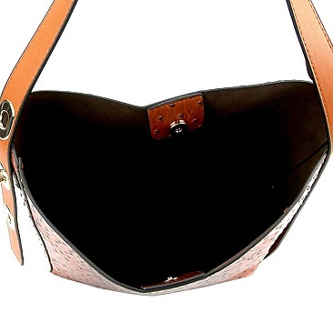 ADJUSTABLE STRAP OSTRICH HOBO