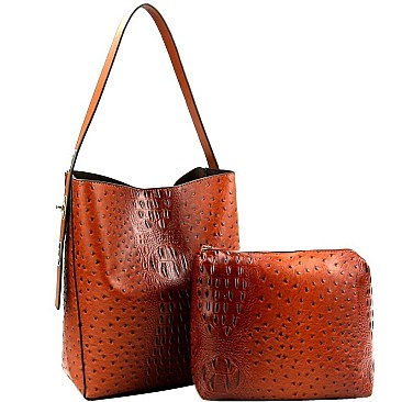 ADJUSTABLE STRAP OSTRICH HOBO