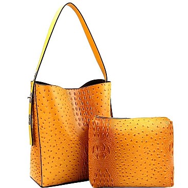 ADJUSTABLE STRAP OSTRICH HOBO