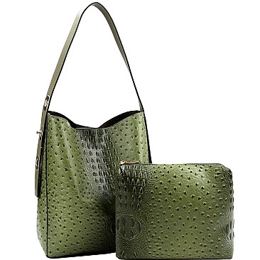 ADJUSTABLE STRAP OSTRICH HOBO