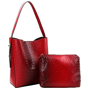 ADJUSTABLE STRAP OSTRICH HOBO
