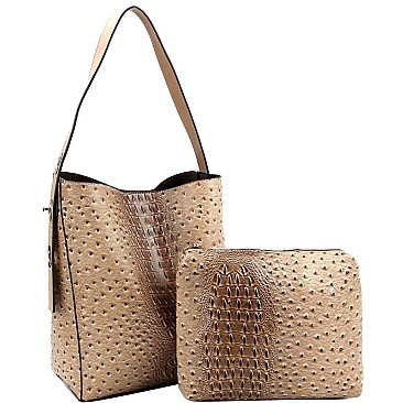 ADJUSTABLE STRAP OSTRICH HOBO