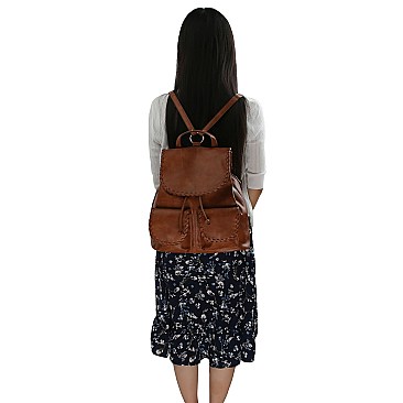 Whipstitched Double Pocket Drawstring Backpack MH-LHU153