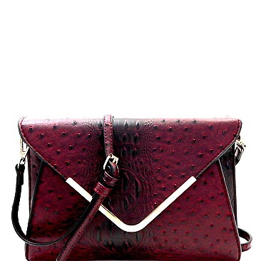 Ostrich Embossed Envelope Clutch Cross Body MH-LHU169