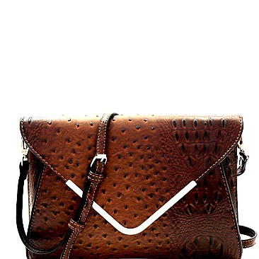 Ostrich Embossed Envelope Clutch Cross Body MH-LHU169