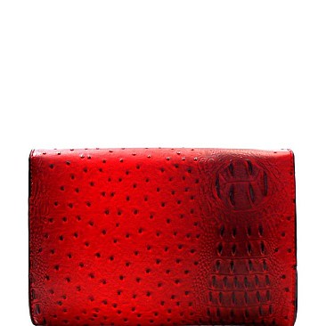 Ostrich Embossed Envelope Clutch Cross Body MH-LHU169