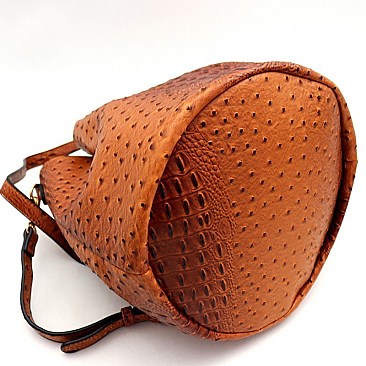 2-Way Handle Accent Ostrich Satchel Wallet SET