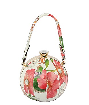 Ethnic Flower Print Ball-Shaped Satchel - Shoulder Bag