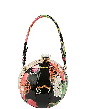 Ethnic Flower Print Ball-Shaped Satchel - Shoulder Bag