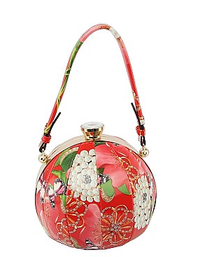 Ethnic Flower Print Ball-Shaped Satchel - Shoulder Bag